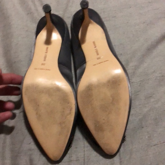 Authentic MANOLO BLAHNIK -Italy Rhinestone Gray Heeled Shoes S38 - Picture 10 of 17